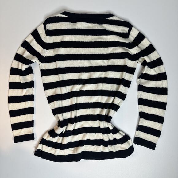 Forever 21 Women Sweater sz M Black White Stripe Pullover Long Sleeve Tight Knit - Picture 2 of 6